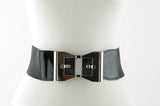 Wide Vinyl Stretch Belt with Metal Bow in Black