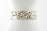 Wide Silk Braid Stretch Belt in Beige