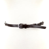 Narrow Braided Vinyl Belt with Metal Rings in Brown; front view