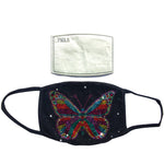 Fully Rhinestone Butterfly Face Mask in Polyester, front view