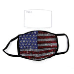 American Flag Rhinestone Face Mask In Polyester, FRONT VIEW