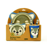 Eco Bamboo Fibre 5-pc. Wolf Kid's Dinnerware Set; in a package, front view
