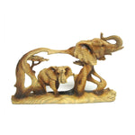 Elephant and Baby Walking in The Wild Faux Wood Figurine