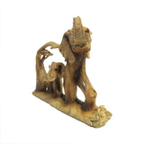 Elephant and Baby Walking in The Wild Faux Wood Figurine; side view