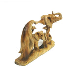 Elephant and Baby Walking in The Wild Faux Wood Figurine; back view