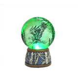 North American Wildlife Grasping Eagle Light-Up Slim Water Globe; with green light on 