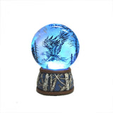 North American Wildlife Grasping Eagle Light-Up Slim Water Globe; with blue light on 