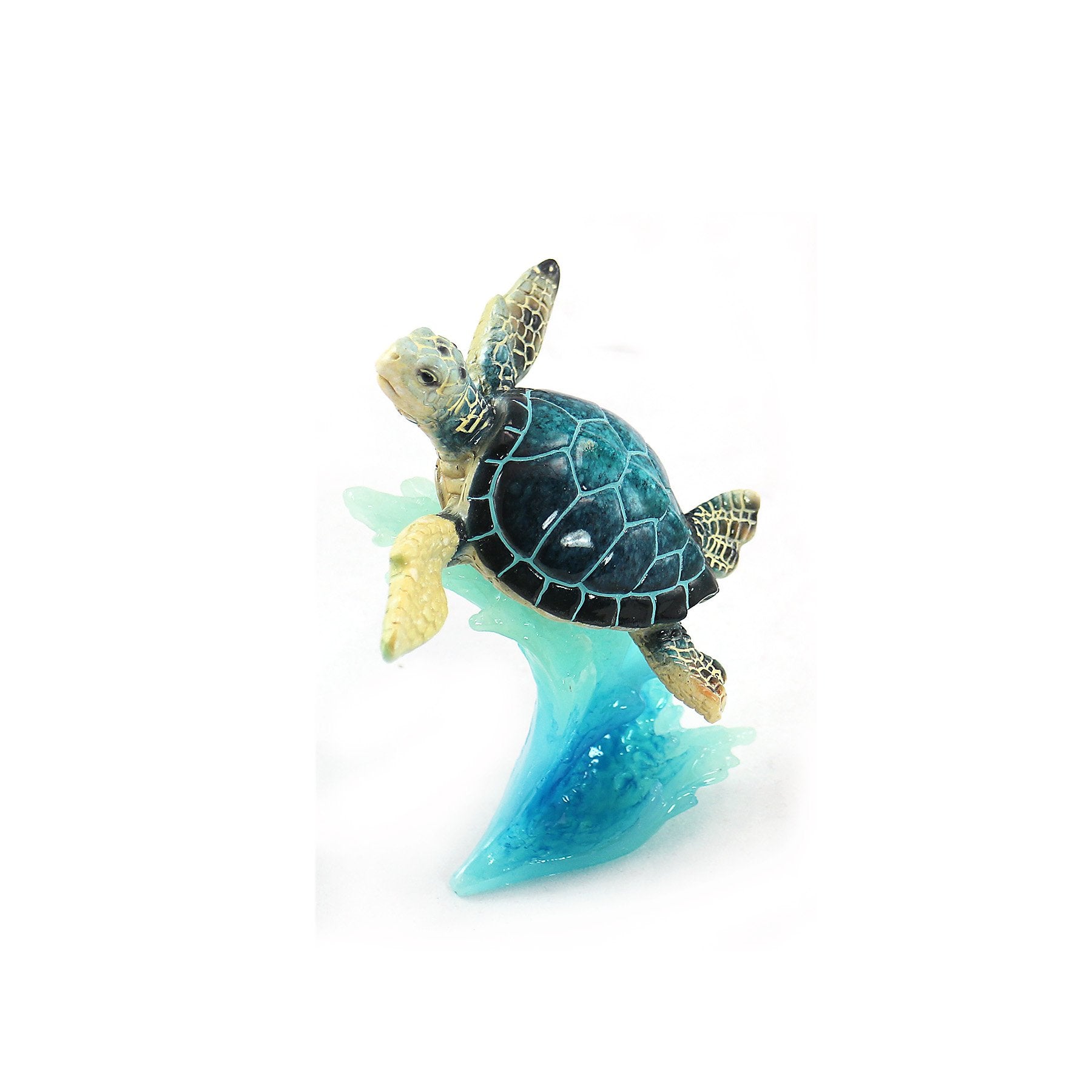 Blue Sea Turtle on Wave Figurine