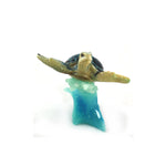 Blue Sea Turtle on Wave Figurine; front view