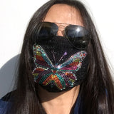 Fully Rhinestone Butterfly Face Mask in Polyester, front view