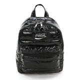 Coca-Cola Puffer Backpack in Nylon, black color, front view