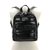Coca-Cola Puffer Backpack in Nylon, black color, backpack style, front view