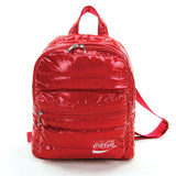 Coca-Cola Puffer Backpack in Nylon, red color, front view