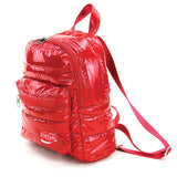 Coca-Cola Puffer Backpack in Nylon, red color, side view