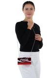 Officially Licensed Super Size Coca-Cola Handbag, shoulder bag style on model