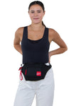Officially Licensed Black Coca-Cola Fanny Pack, waist pack style on model
