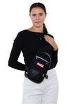 Officially Licensed Coca-Cola Body Bag, black color, front sling style on model