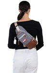 Officially Licensed Coca-Cola Body Bag, brown color, back sling style on model