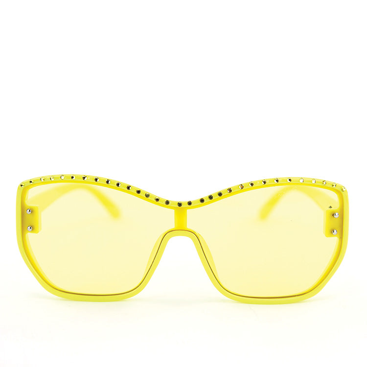 Sunglasses Made with Swarovski Elements, yellow color, front view