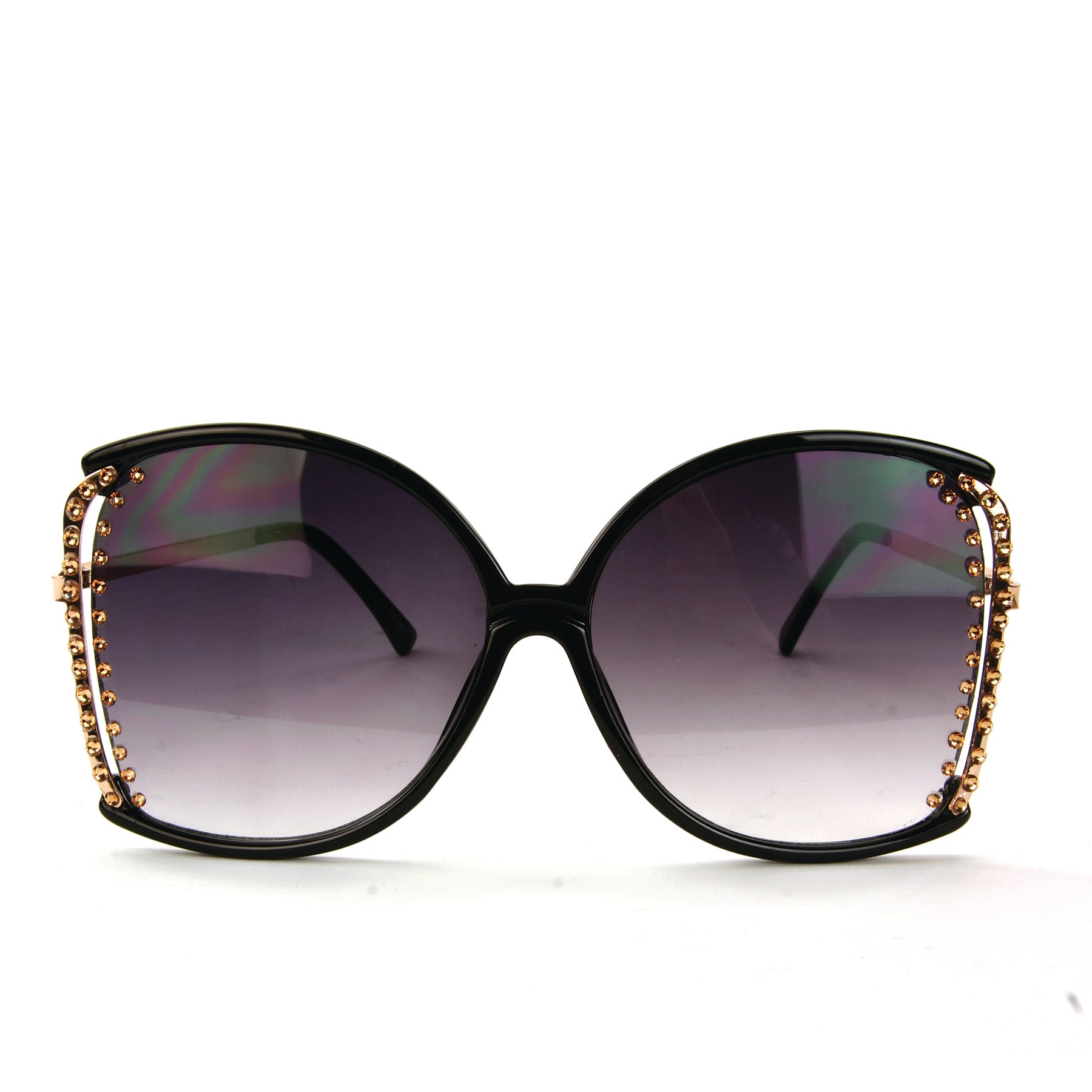 Sunglasses Made with Swarovski Elements, black color, front view