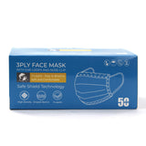 50 Pack 3 Layer Disposable Face Masks, box detail view