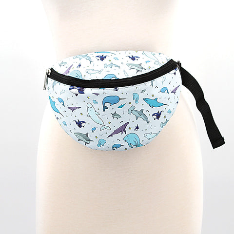 Sea Life Fanny Pack front view on mannequin