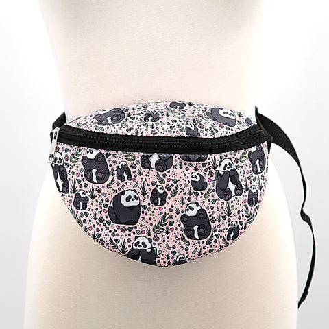 Panda Fanny Pack, front view on mannequin