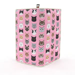 Cat Faces in Pink Wallet open frontal view