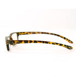 Reading glasses with crystals side view