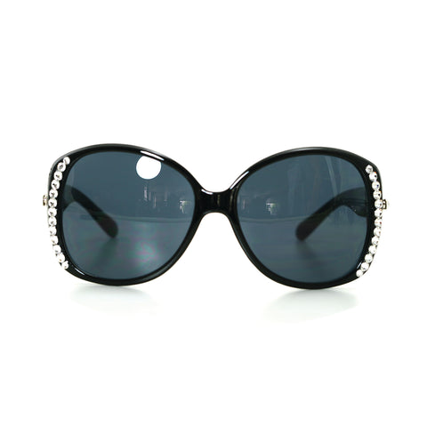 Sunglasses Made with Swarovski Elements, black color, front view
