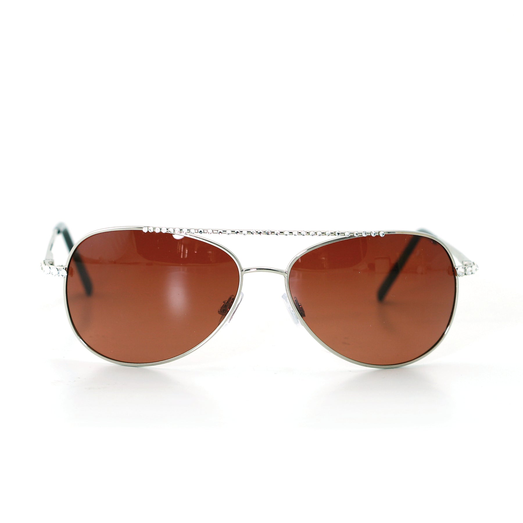 Sunglasses Made with Swarovski Elements, silver color, front view
