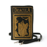 Dracula Book Cross Body Bag in Vinyl, black color, front view