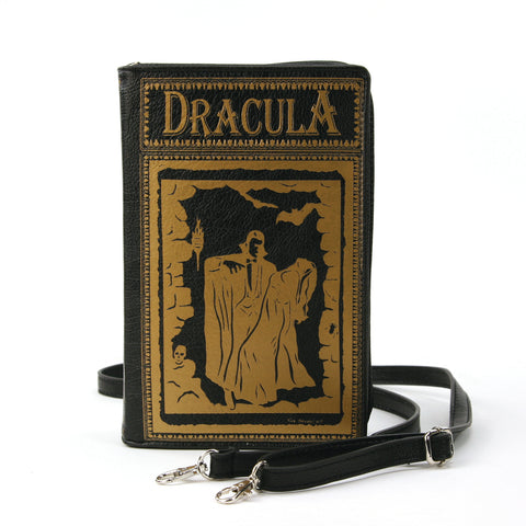 Dracula Book Cross Body Bag in Vinyl, black color, front view