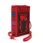 Dracula Book Cross Body Bag in Vinyl, red color, side/spine view