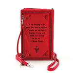 Dracula Book Cross Body Bag in Vinyl, red color, back view